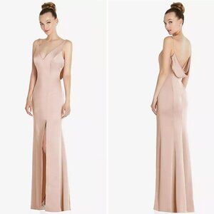NEW After Six Lux Charmeuse Draped Cowl Back Princess Charmeuse Gown Maxi Dress